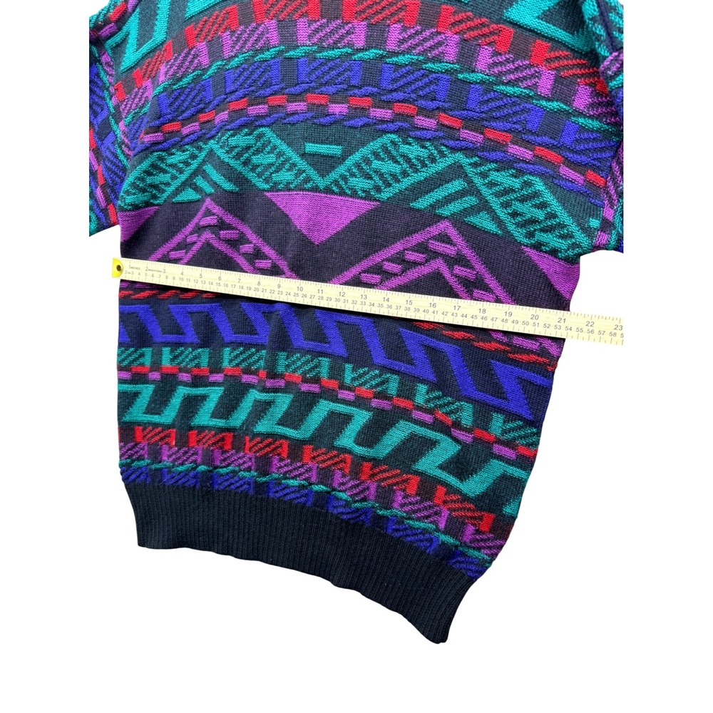 Coogi style Vintage Meister Wool Blend Abstract Geometric Knit Sweater XL‎ retro - Picture 5 of 7